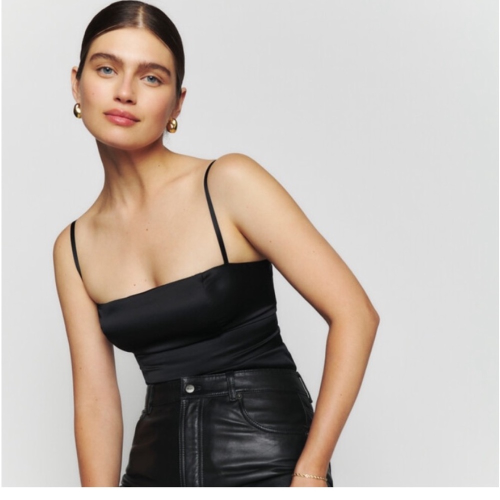 Reformation black silk top